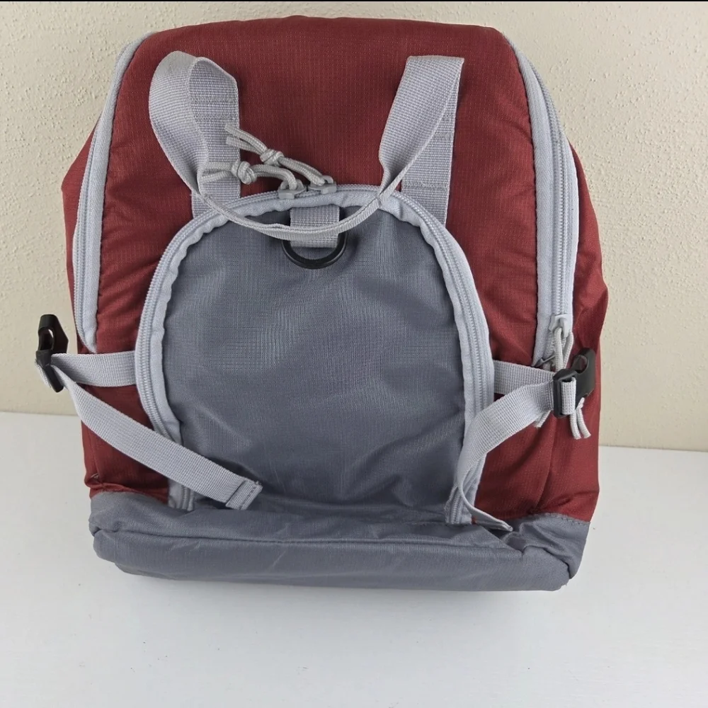 Kelty Red Gray Portable Pocket Picnic Table Backpack Hiking Camping Cooler‎ Bag